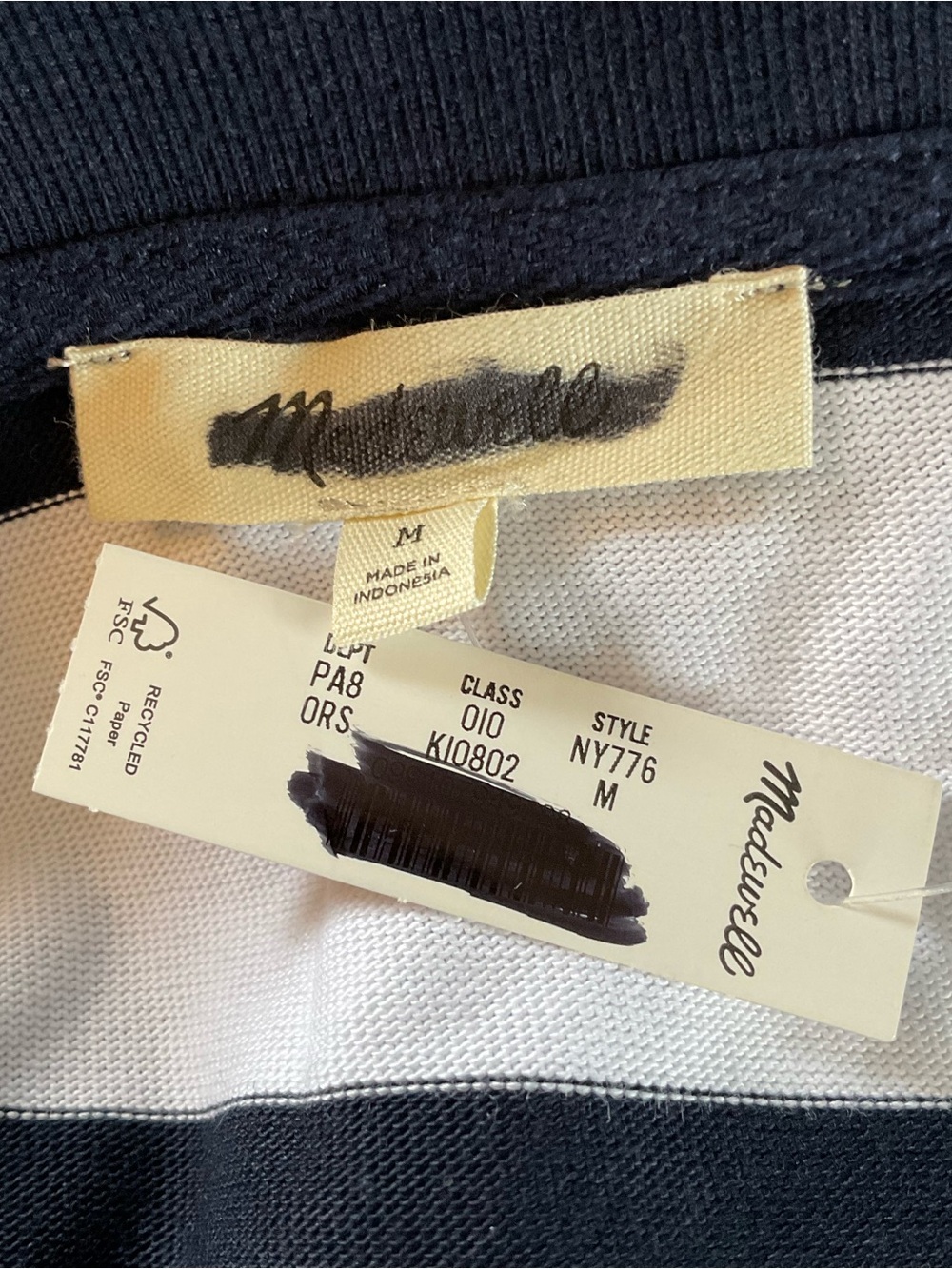 Madewell Rugby Polo Shirt Navy Blue White Stripe Women’s M NWT Preppy Heritage - Picture 8 of 9